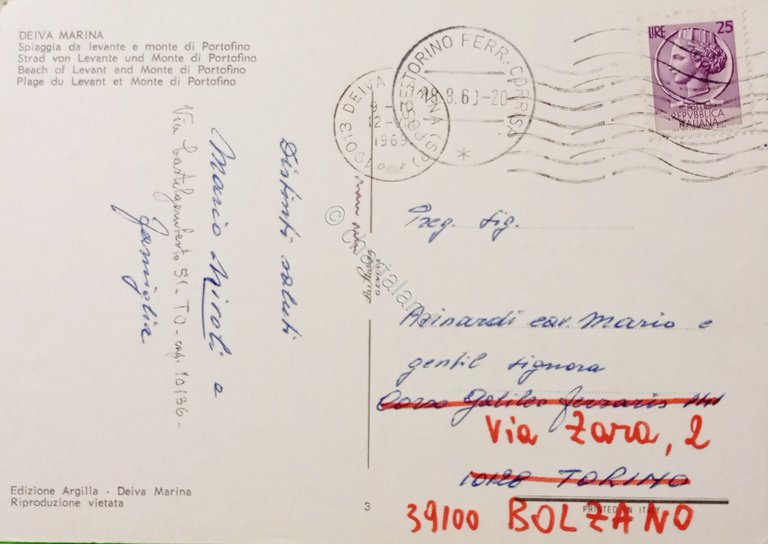 Cartolina - Deiva Marina - Spiaggia de Levante e Monte …