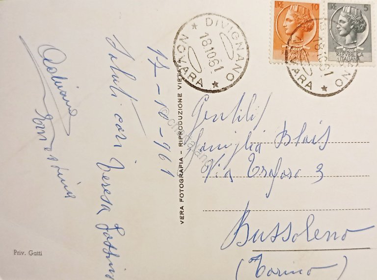 Cartolina - Divignano - Torrione del Castello - 1961