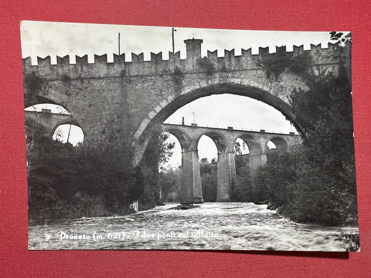 Cartolina - Dronero ( Cuneo ) - I due ponti …