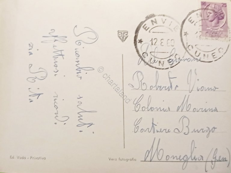 Cartolina - Envie ( Cuneo ) - Castello - 1960