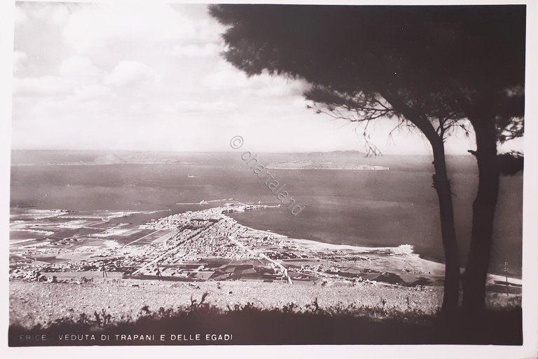 Cartolina - Erice - Veduta di Trapani e delle Egadi …