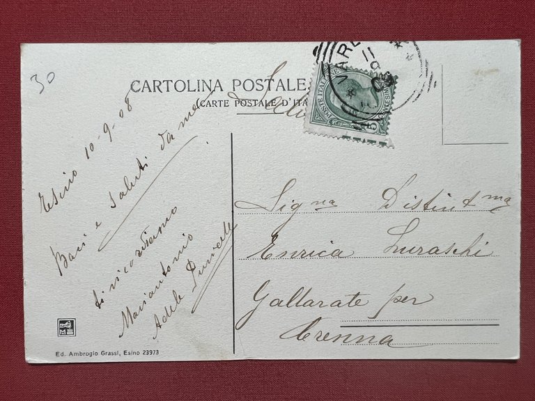 Cartolina - Esino Superiore - La Samaritana - 1908