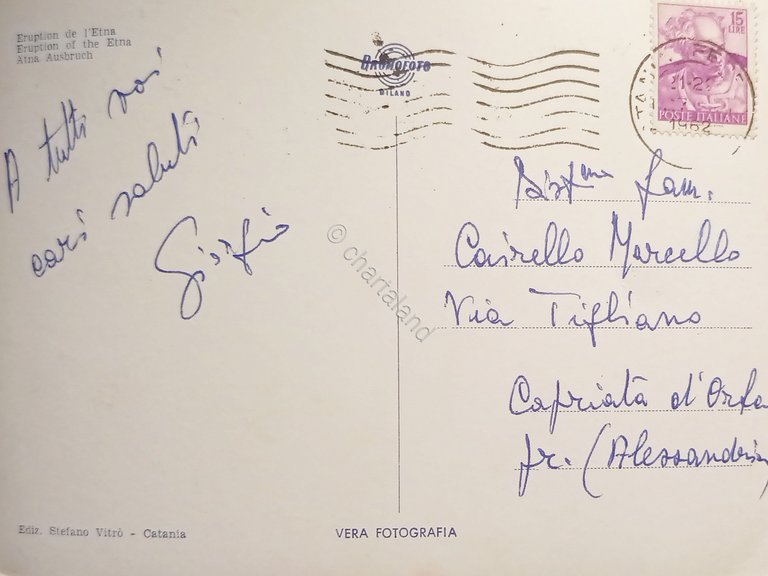 Cartolina - Etna - Eruzione - 1962