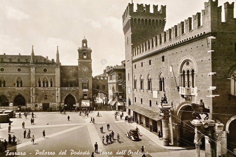 Cartolina - Ferrara - Palazzo del Popolo - Torre dell'Orologio …