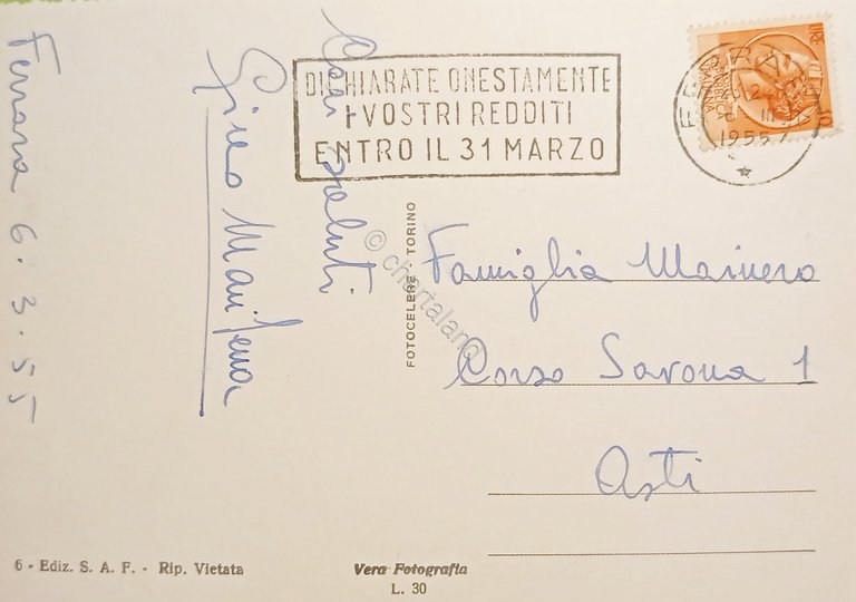 Cartolina - Ferrara - Palazzo del Popolo - Torre dell'Orologio …