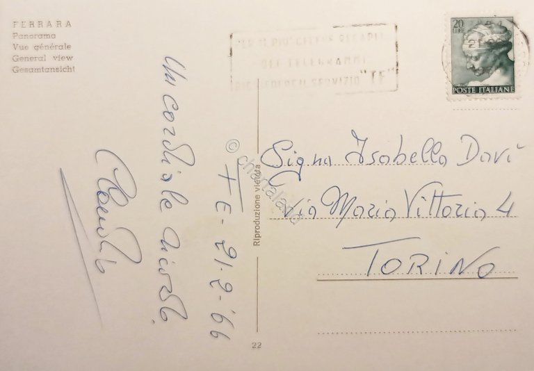 Cartolina - Ferrara - Panorama - 1966