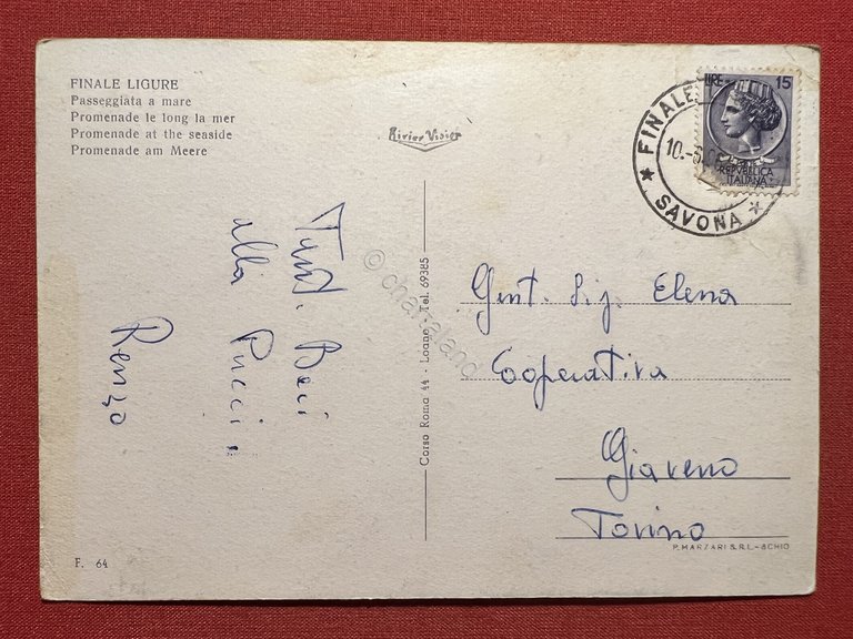 Cartolina - Finale Ligure ( Savona ) - Passeggiata a …