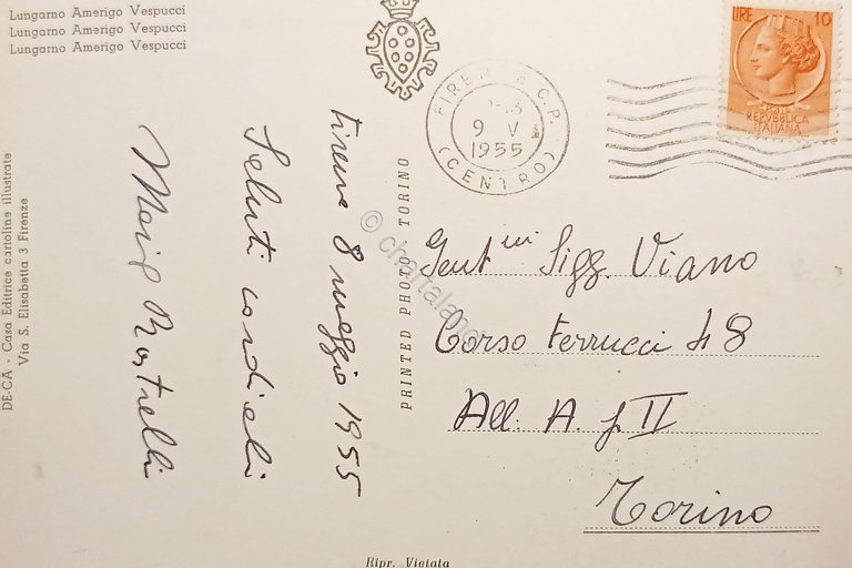 Cartolina - Firenze - Lungarno Amerigo Vespucci - 1955