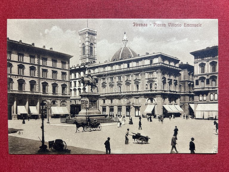 Cartolina - Firenze - Piazza Vittorio Emanuele - 1913