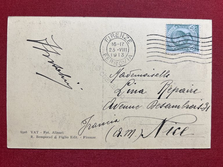 Cartolina - Firenze - Piazza Vittorio Emanuele - 1913