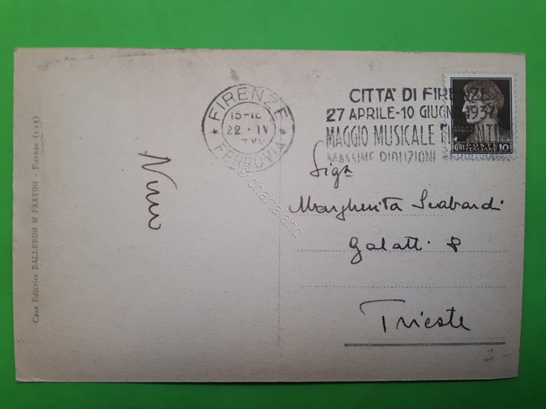 Cartolina - Firenze - Stazione Centrale - 1937