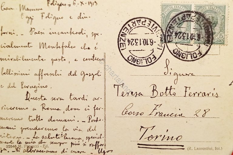 Cartolina - Foligno - Cattedrale - Facciata Laterale - 1913