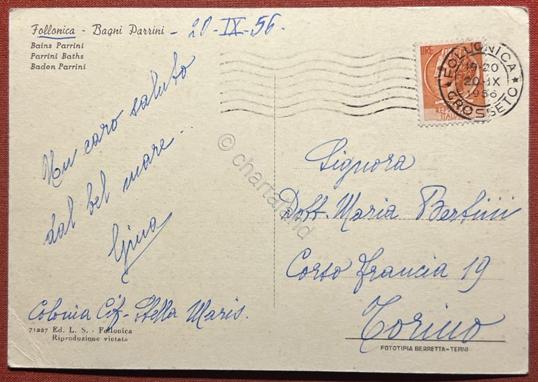 Cartolina - Follonica ( Grosseto ) - Bagni Parrini - …