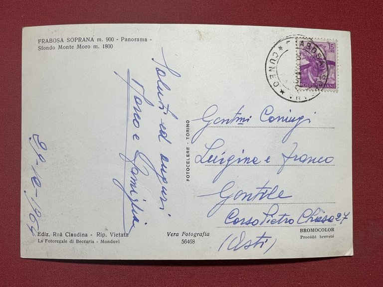 Cartolina - Frabosa ( Cuneo ) - Sfondo Monte Moro …