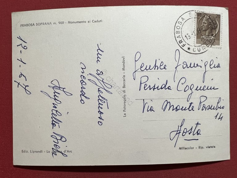Cartolina - Frabosa Soprana ( Cuneo ) - Monumento ai … | Immagine Gallery 4