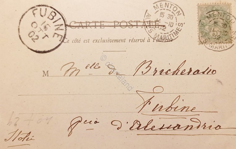 Cartolina - Francia - Menton - La Plage - 1902
