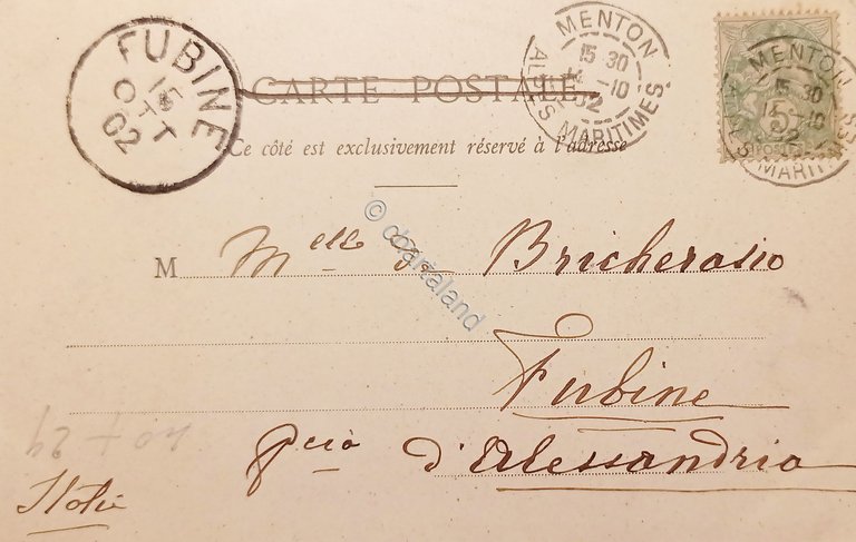 Cartolina - Francia - Menton - La Plage - 1902