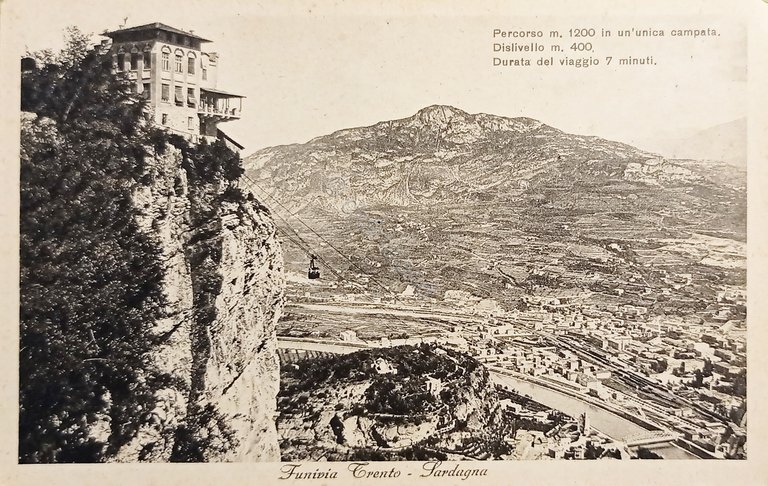 Cartolina - Funivia Trento - Sardagna - 1928