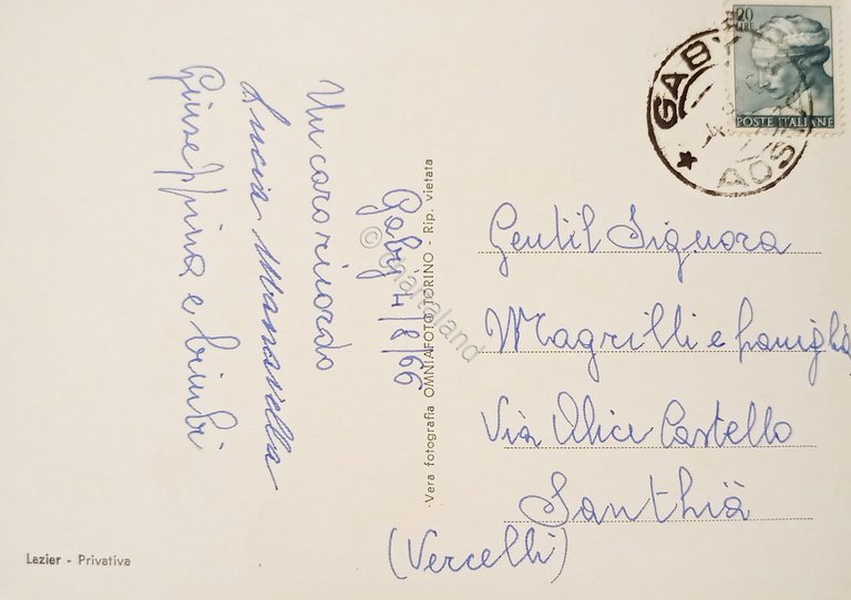 Cartolina - Gaby - Albergo Regina - 1966