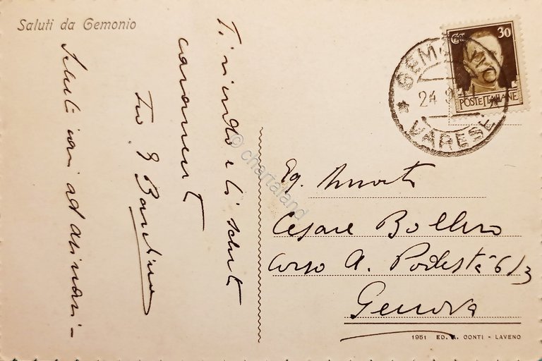Cartolina - Gemonio - Panorama - 1941