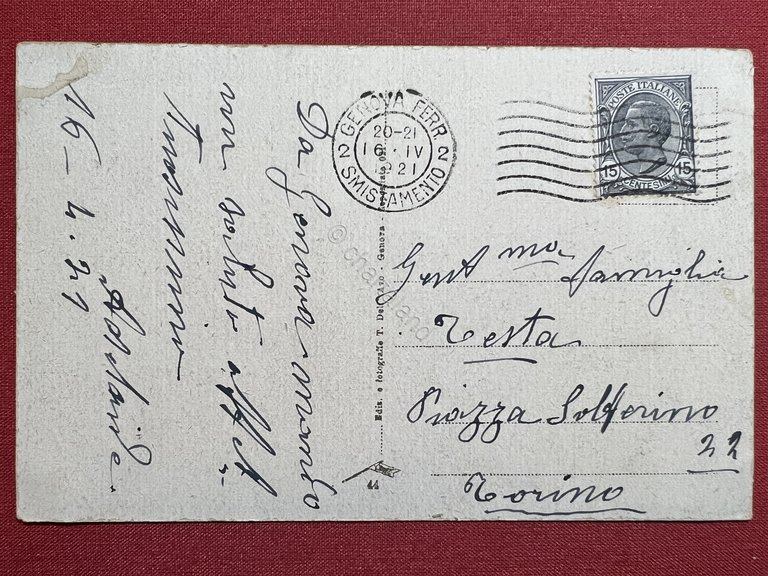 Cartolina - Genova - Panorama da Castelletto - 1921