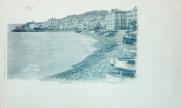 Cartolina - Genova - Pegli - Spiaggia - 1900 ca.