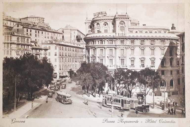 Cartolina - Genova - Piazza Acquaverde - Hotel Colombia - …