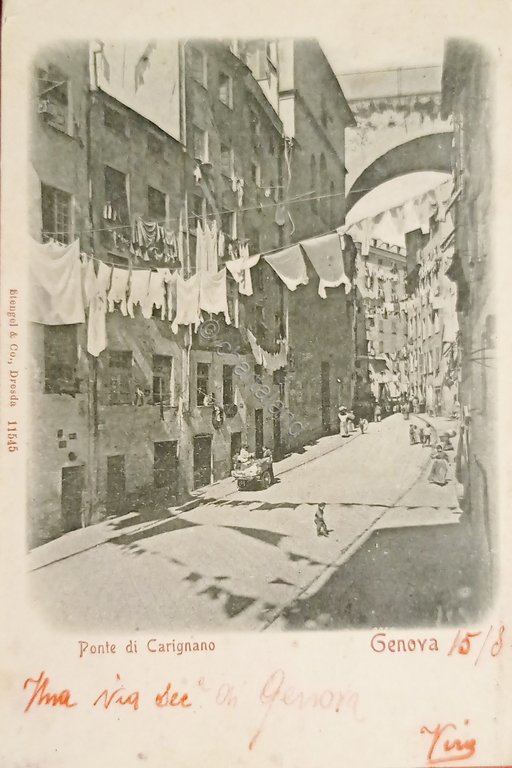 Cartolina - Genova - Ponte di Carignano - 1908