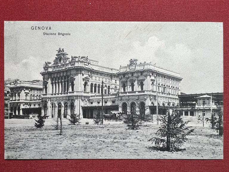 Cartolina - Genova - Stazione Brignole - 1900 ca.