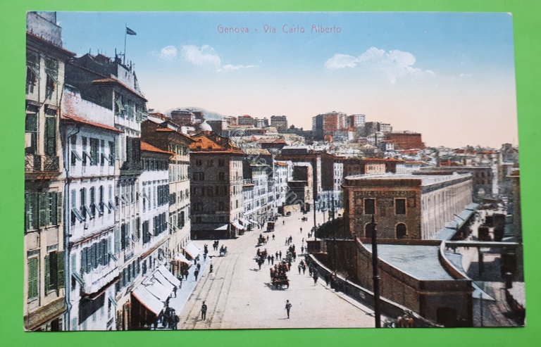 Cartolina - Genova - Via Carlo Alberto - 1920 ca.