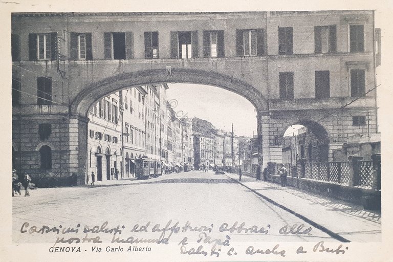 Cartolina - Genova - Via Carlo Alberto - 1934