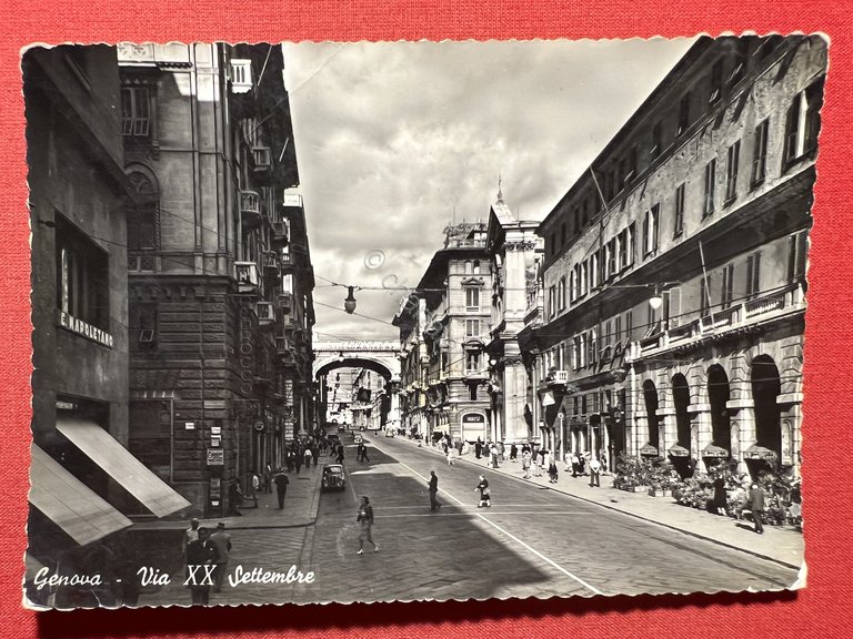 Cartolina - Genova - Via XX Settembre - 1953