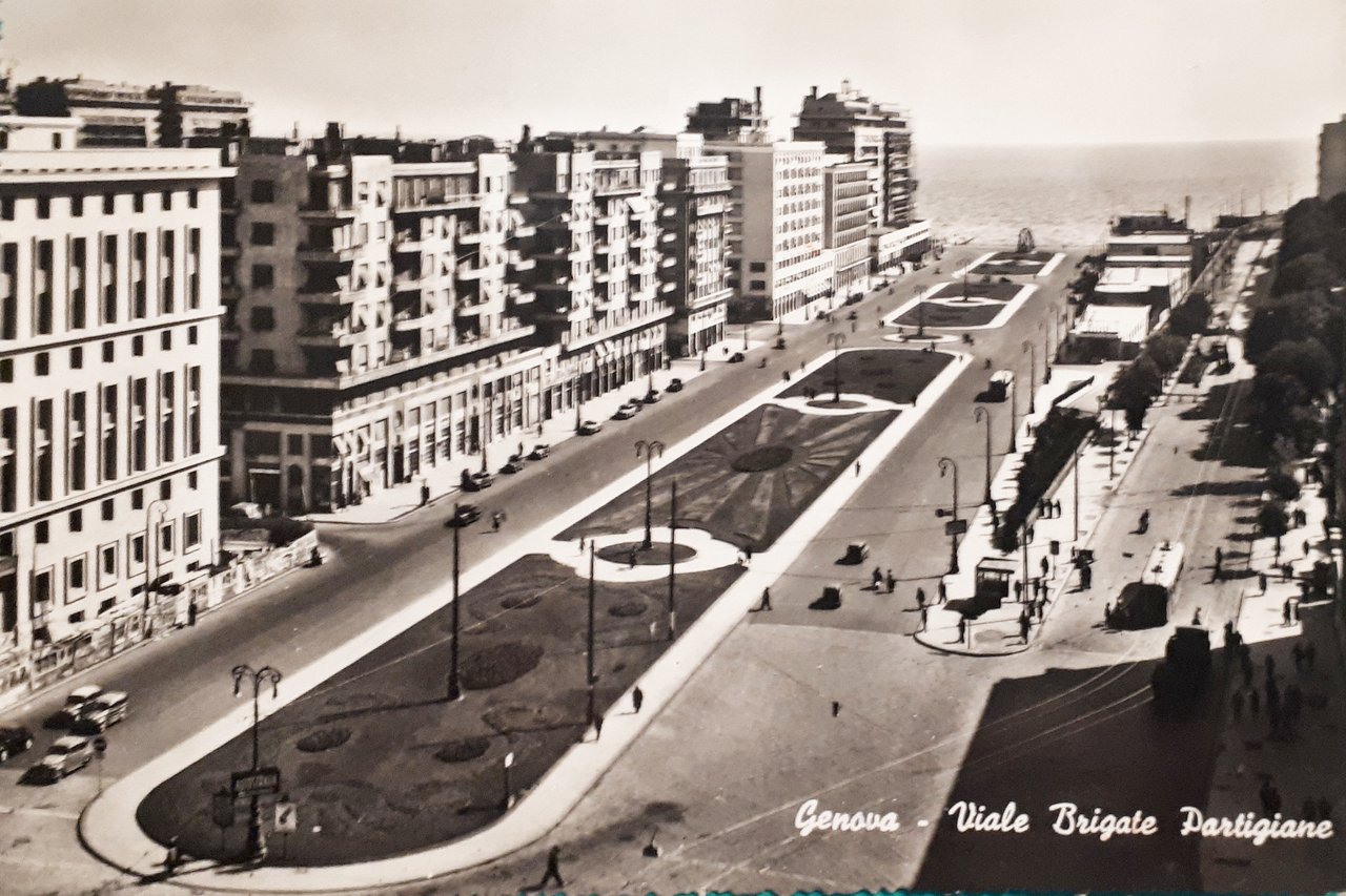 Cartolina - Genova - Viale Brigate Partigiane - 1957
