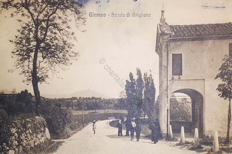 Cartolina - Giaveno - Strada di Avigliana - 1913