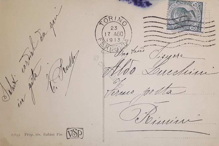 Cartolina - Giaveno - Strada di Avigliana - 1913