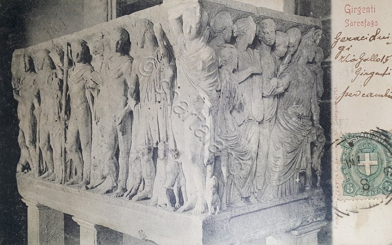 Cartolina - Girgenti Sarcofago di Fedra ad Agrigento - 1901