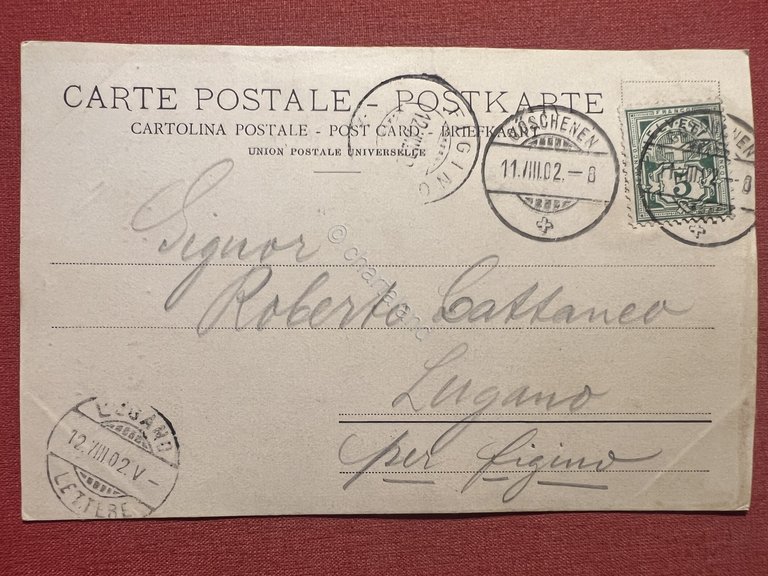 Cartolina - Gotthardbahn - Partie bei Wasen - 1902