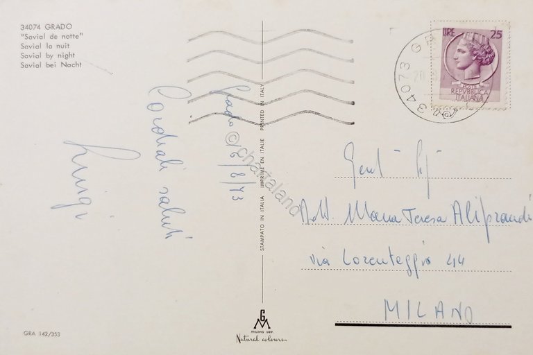 Cartolina - Grado - Savial di notte - 1973