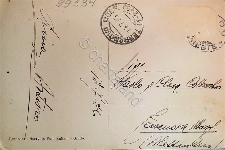 Cartolina - Grado - Veduta generale della spiaggia - 1936