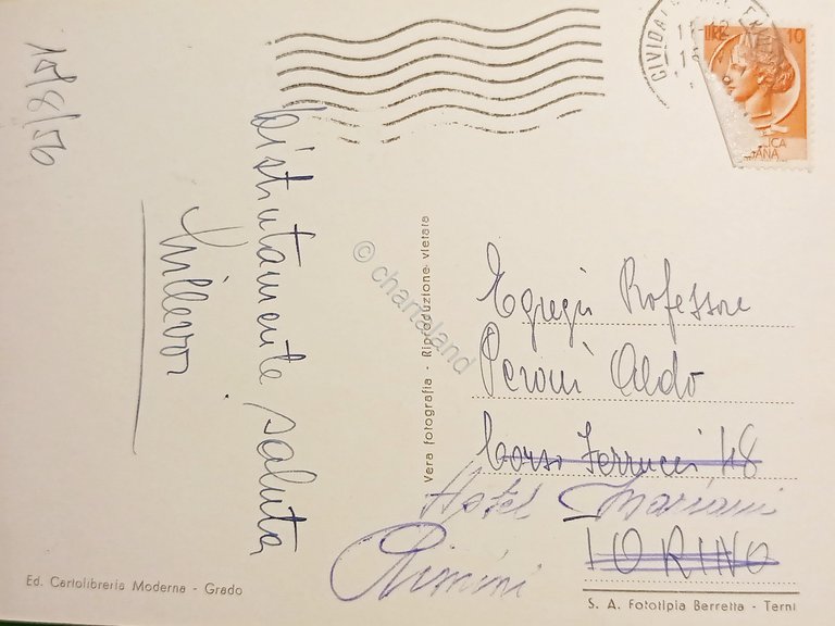 Cartolina - Grado ( Gorizia ) - Giardini e Spiaggia …