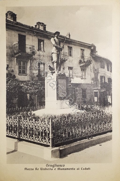 Cartolina - Grugliasco - Piazza Re Umberto e Monumento ai …