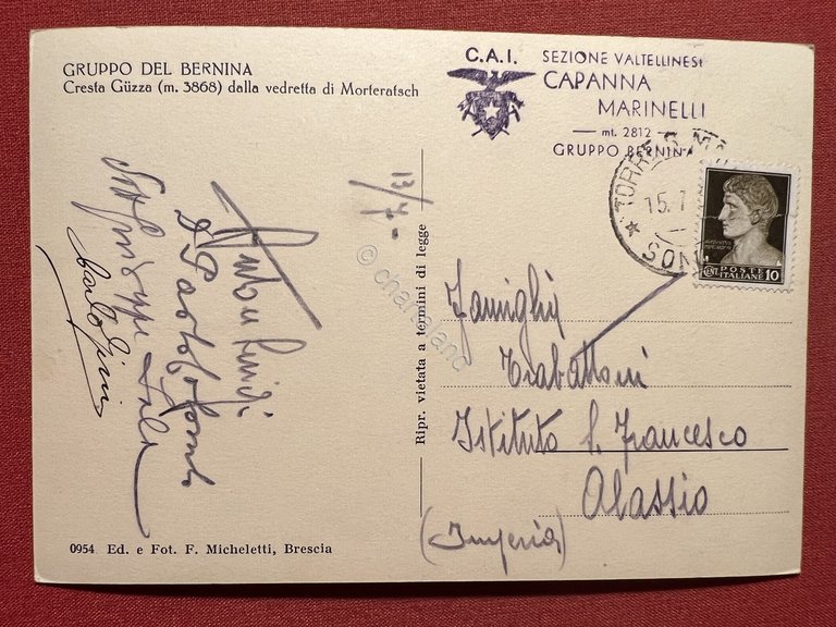 Cartolina - Gruppo del Bernina ( Sondrio ) - Cresta …