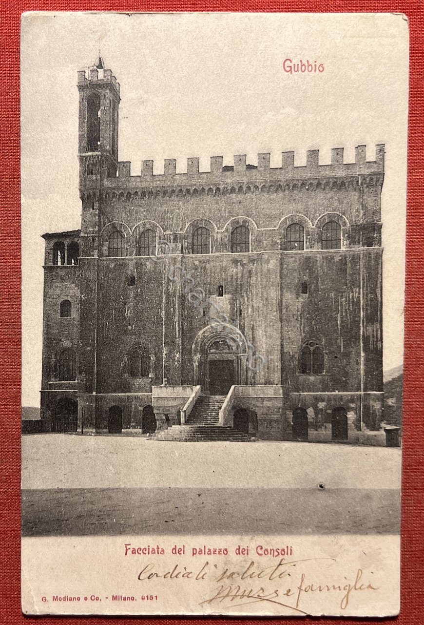 Cartolina - Gubbio - Facciata dei Palazzo dei Consoli - …