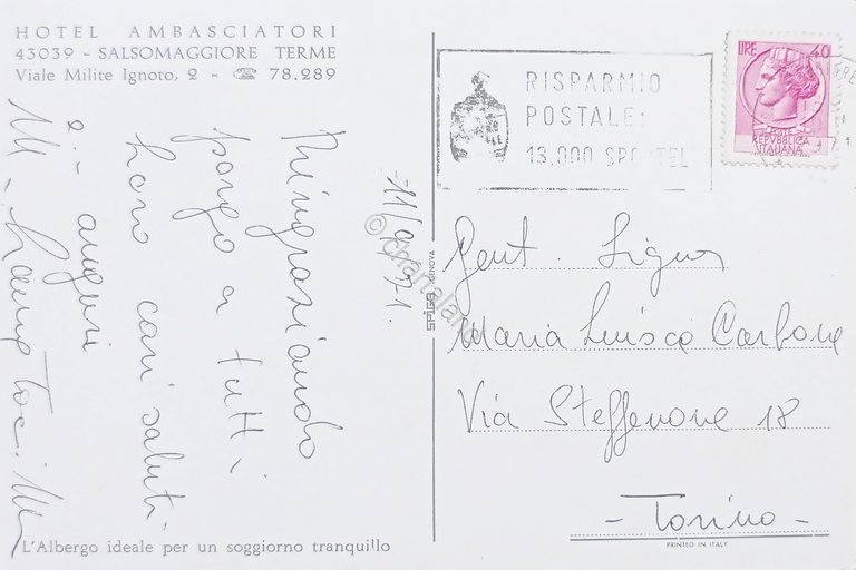 Cartolina - Hotel Ambasciatori - Salsomaggiore Terme - 1971