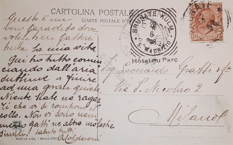 Cartolina - Hotel du Parc - Brunate Kulm - Lago …