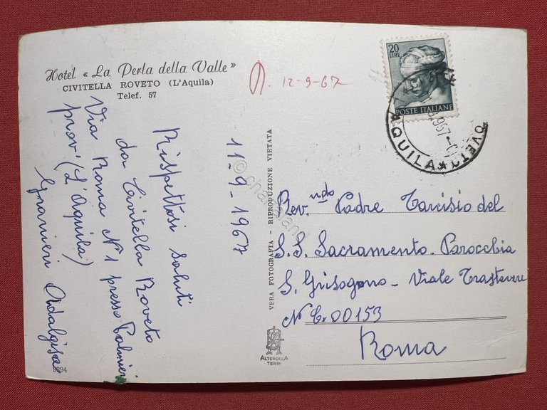 Cartolina - Hotel La Perla della Valle - Civitella Roveto …