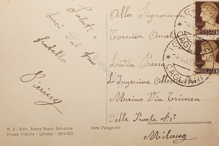 Cartolina - Iglesias - Piazza Quintino Sella - 1935 | Immagine Gallery 4