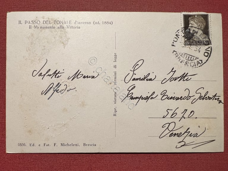 Cartolina - Il Passo del Tonale d'inverno - Il Monumento …