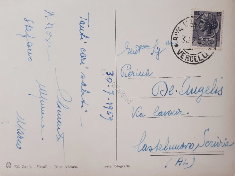 Cartolina - In Valsesia - Riva Valdobbia - 1959