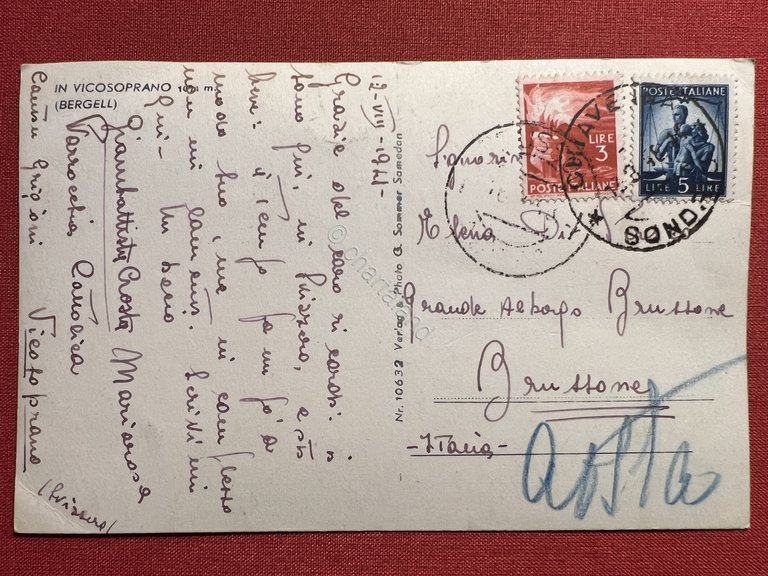 Cartolina - In Vicosoprano - ( Bergell ) - 1941